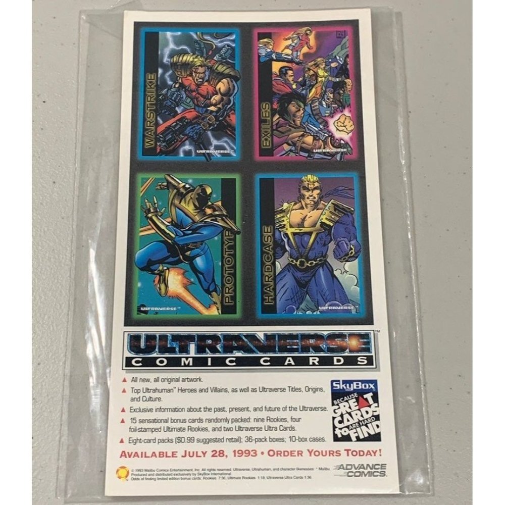 Vintage 1993 ULTRAVERSE Uncut Promo Cards Sheet Skybox Advance Comics Rare